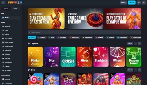 Preview of the Foreverbet web app
